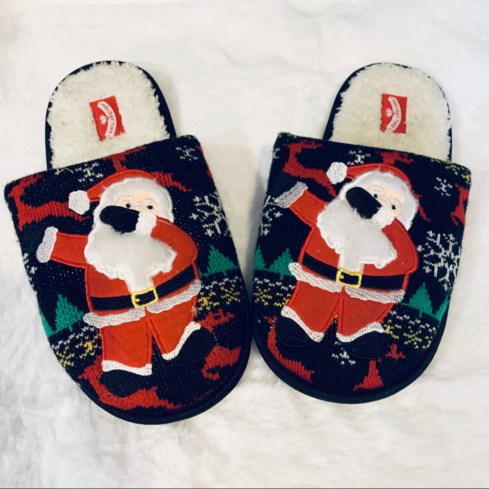 Holiday Time Ugly Christmas Dancing Santa Slippers Size 7/8